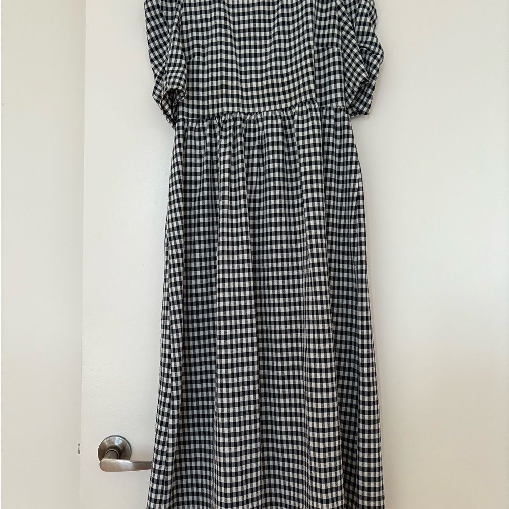 Topshop Petite Lace-Up Gingham Dress